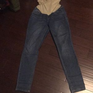 Medium/Dark wash maternity jeans
